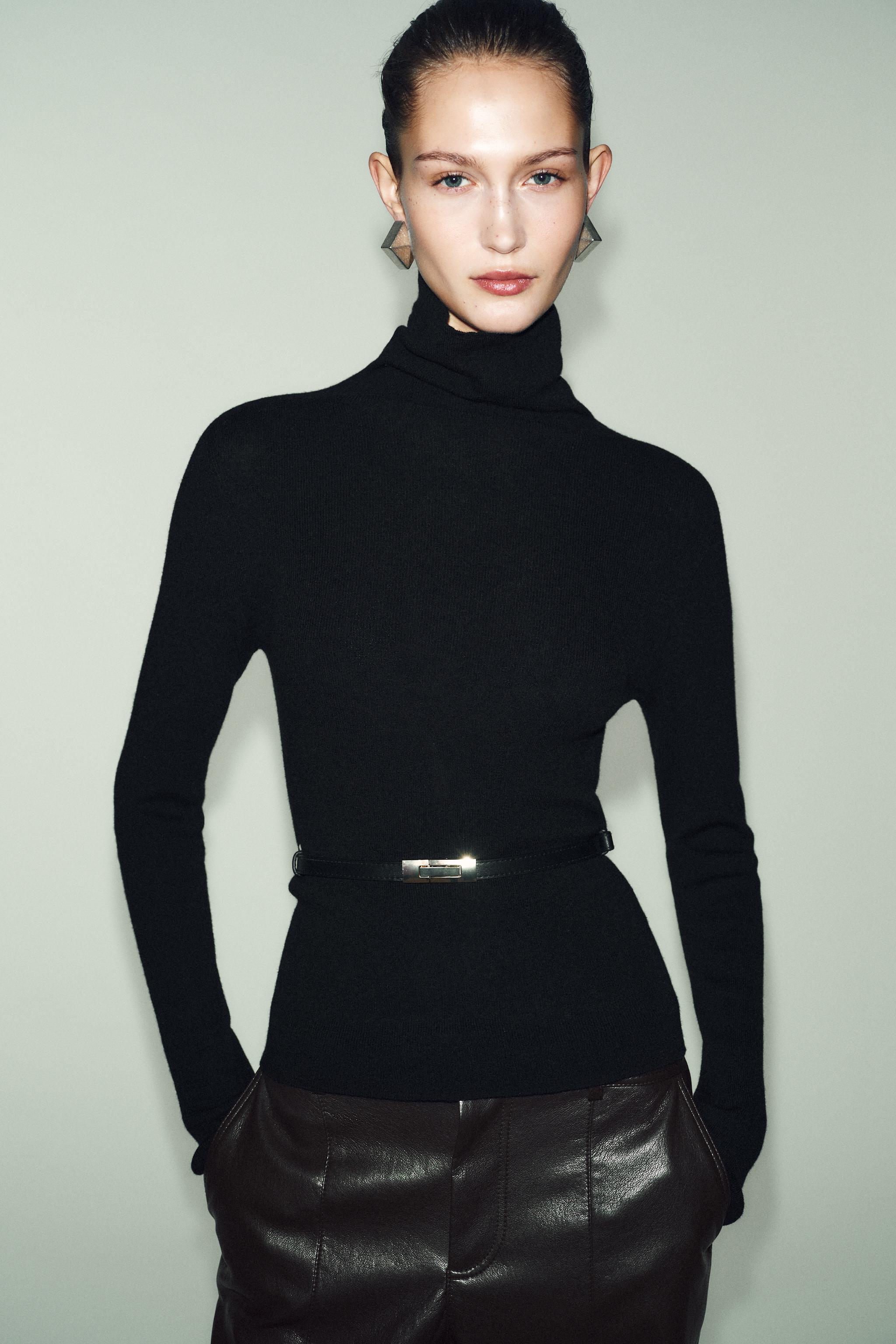 100% WOOL HIGH COLLAR BELTED JUMPER